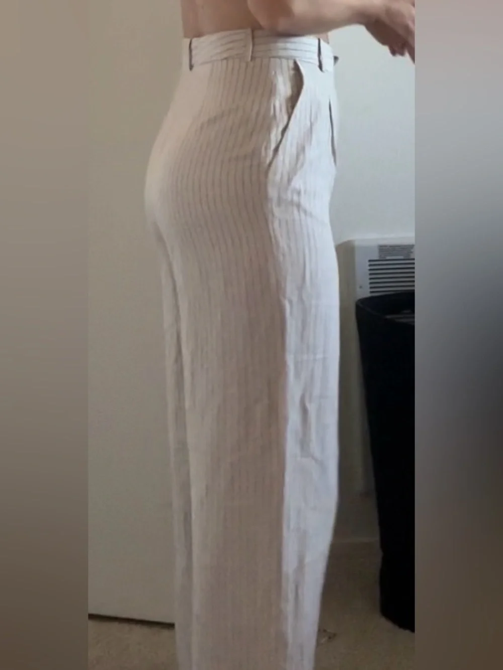 Mango linen blend pinstripe pants